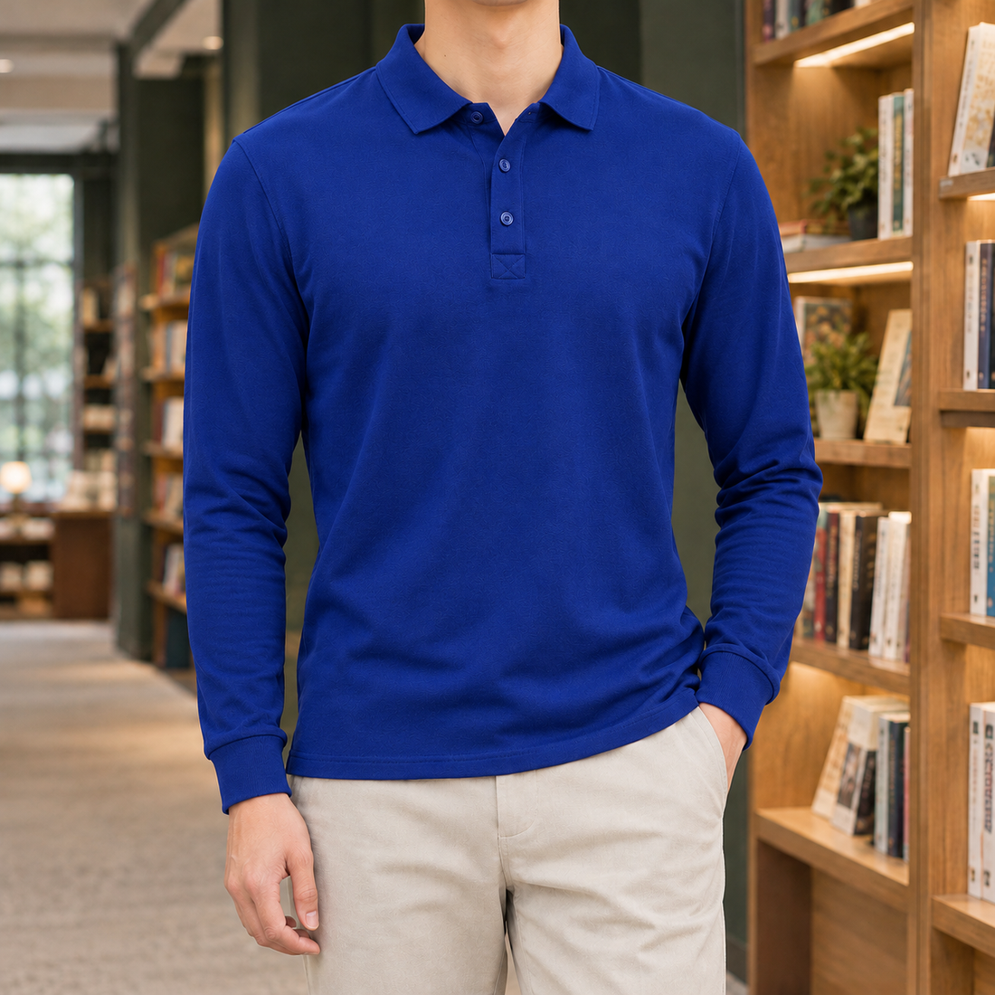 Silvain-Reid Long Sleeve Polo - Blue