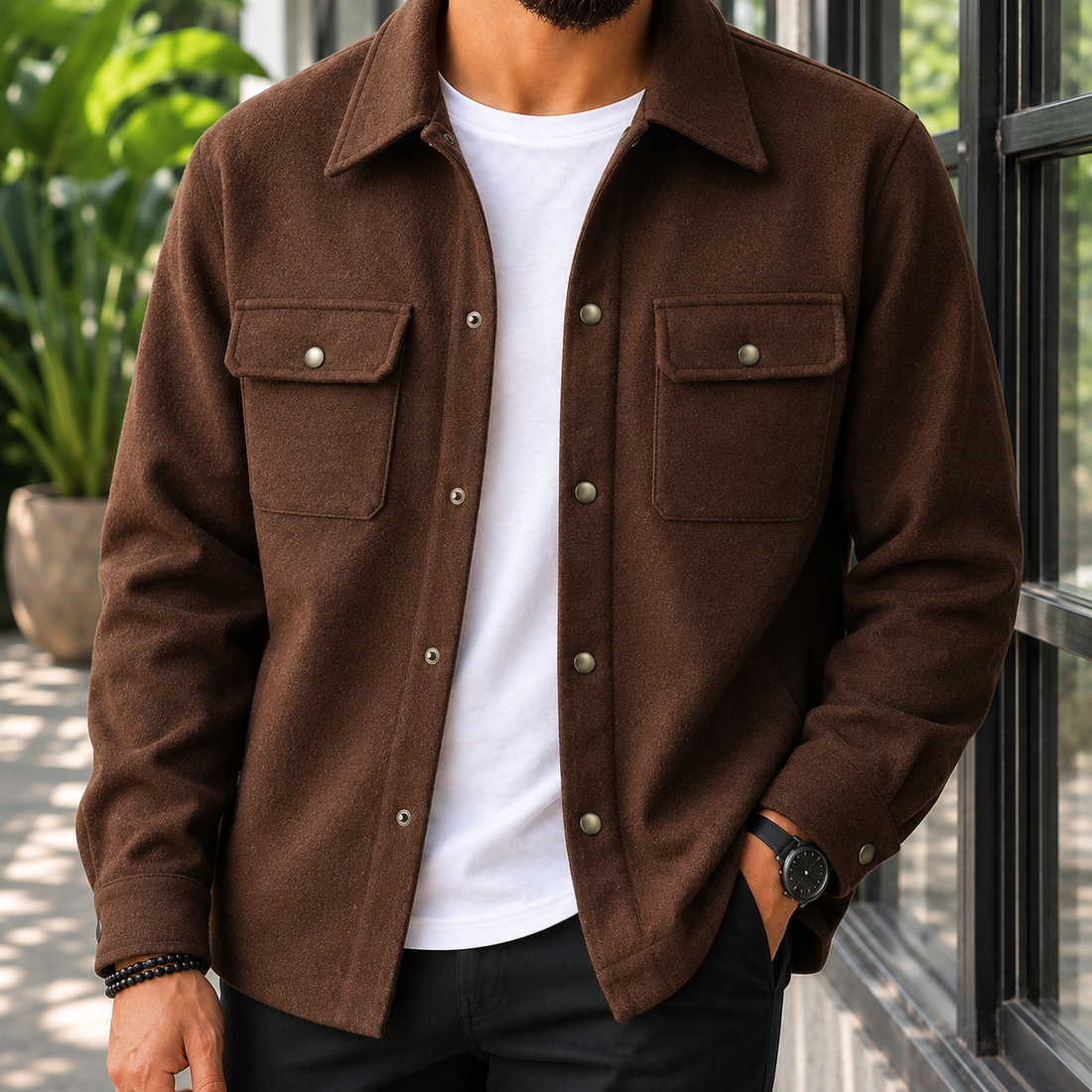 Thaddeus Brushed Jacket - Rich Coffee