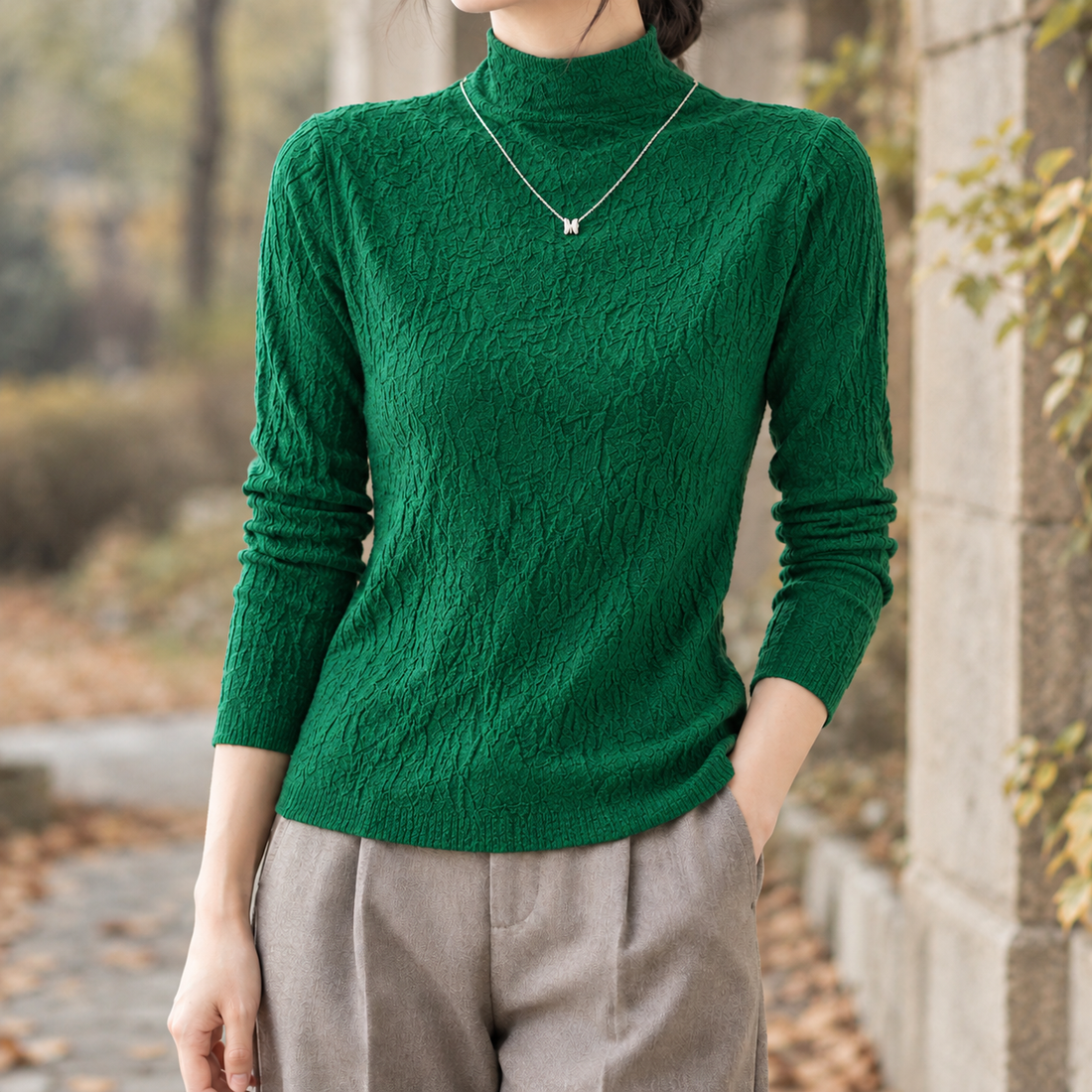 Cecilia-Louise Textured Top - Emerald