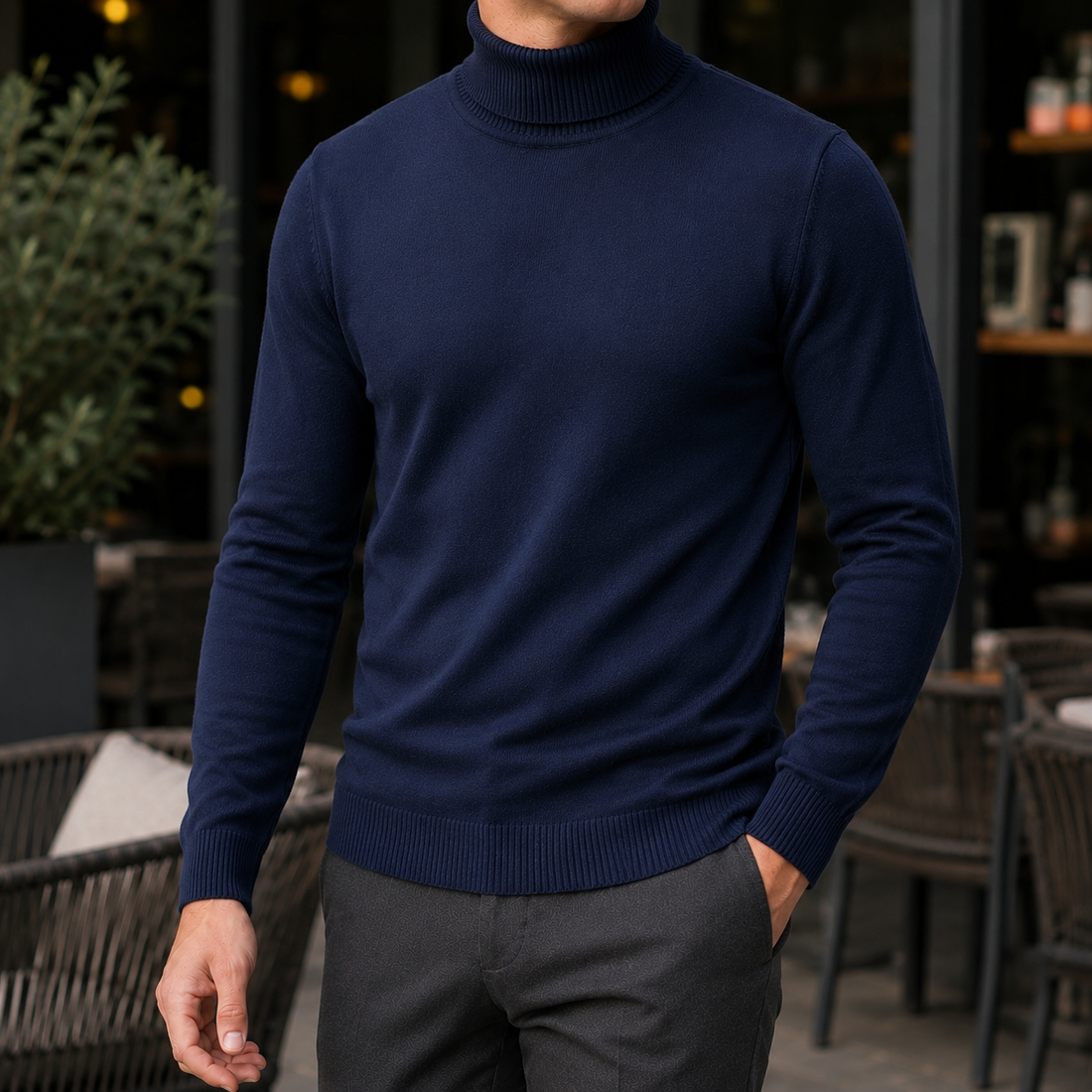 Matthias-Lane Turtleneck Sweater - Dark Blue