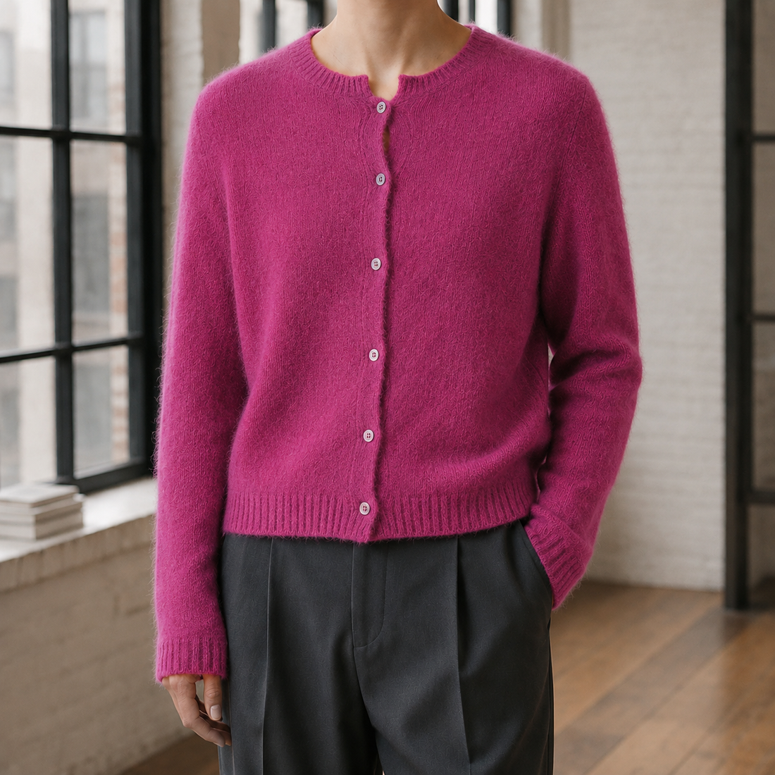 Jasper Silk Cashmere Sweater - Red Violet