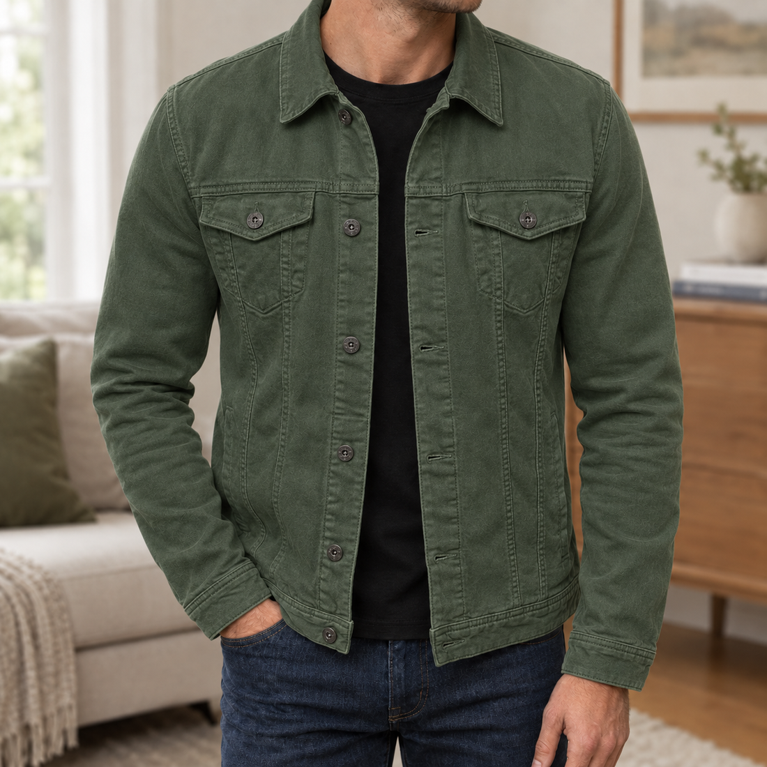 Ancel-Hayes Denim Jacket - Military Green