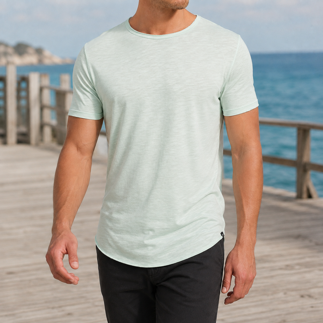 Evander Crew Neck T-Shirt - Surf Spray