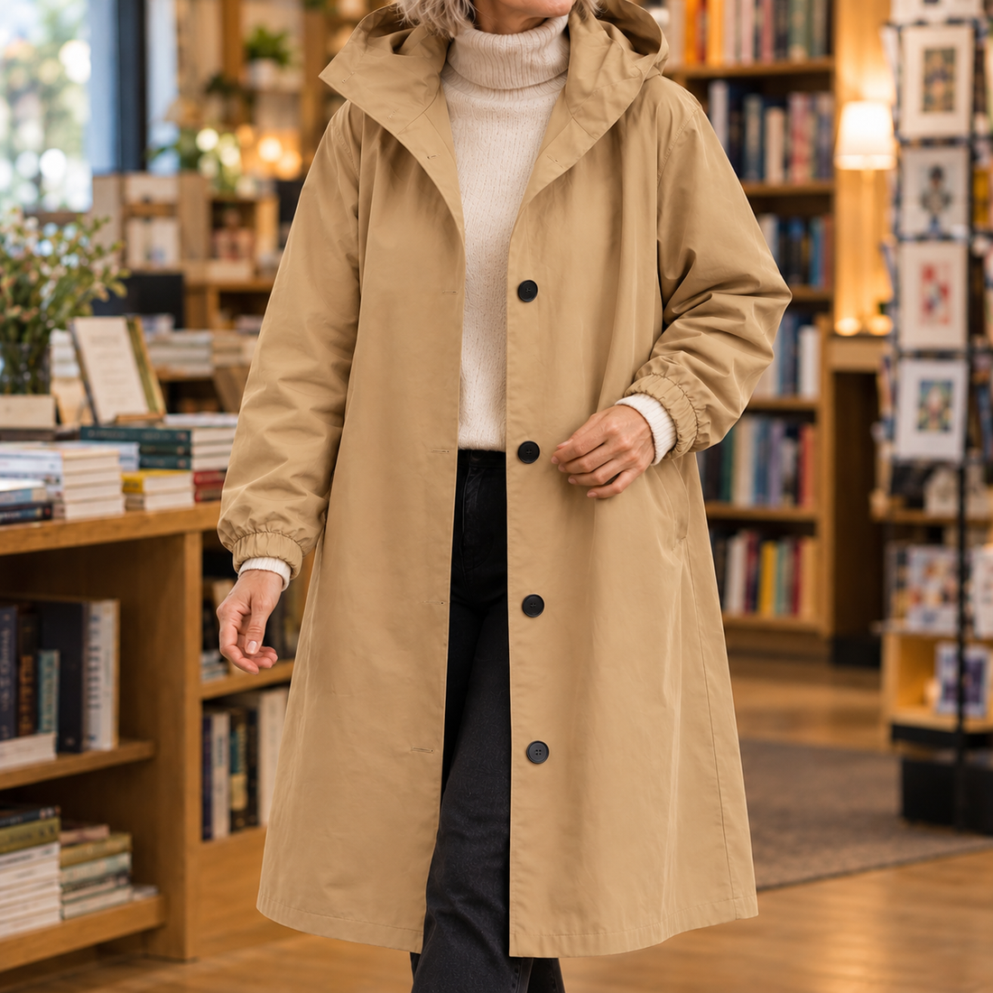 Marina-Mae Hooded Overcoat - Sand