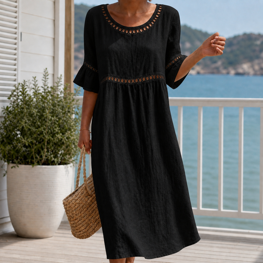 Bianca Relaxed Midi Dress - Black