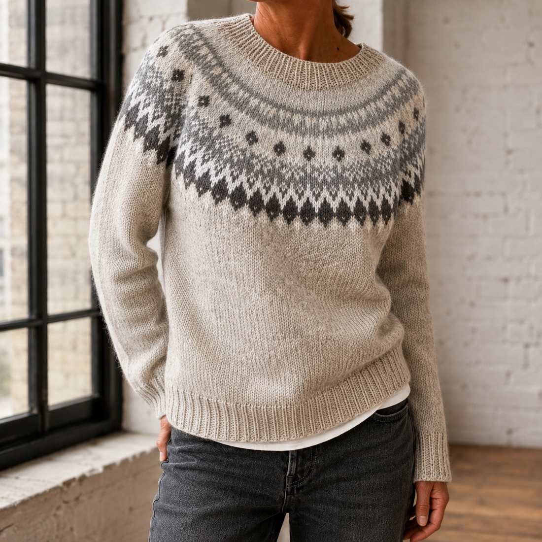 Sylvie-Faye Fair Isle Sweater - Beige