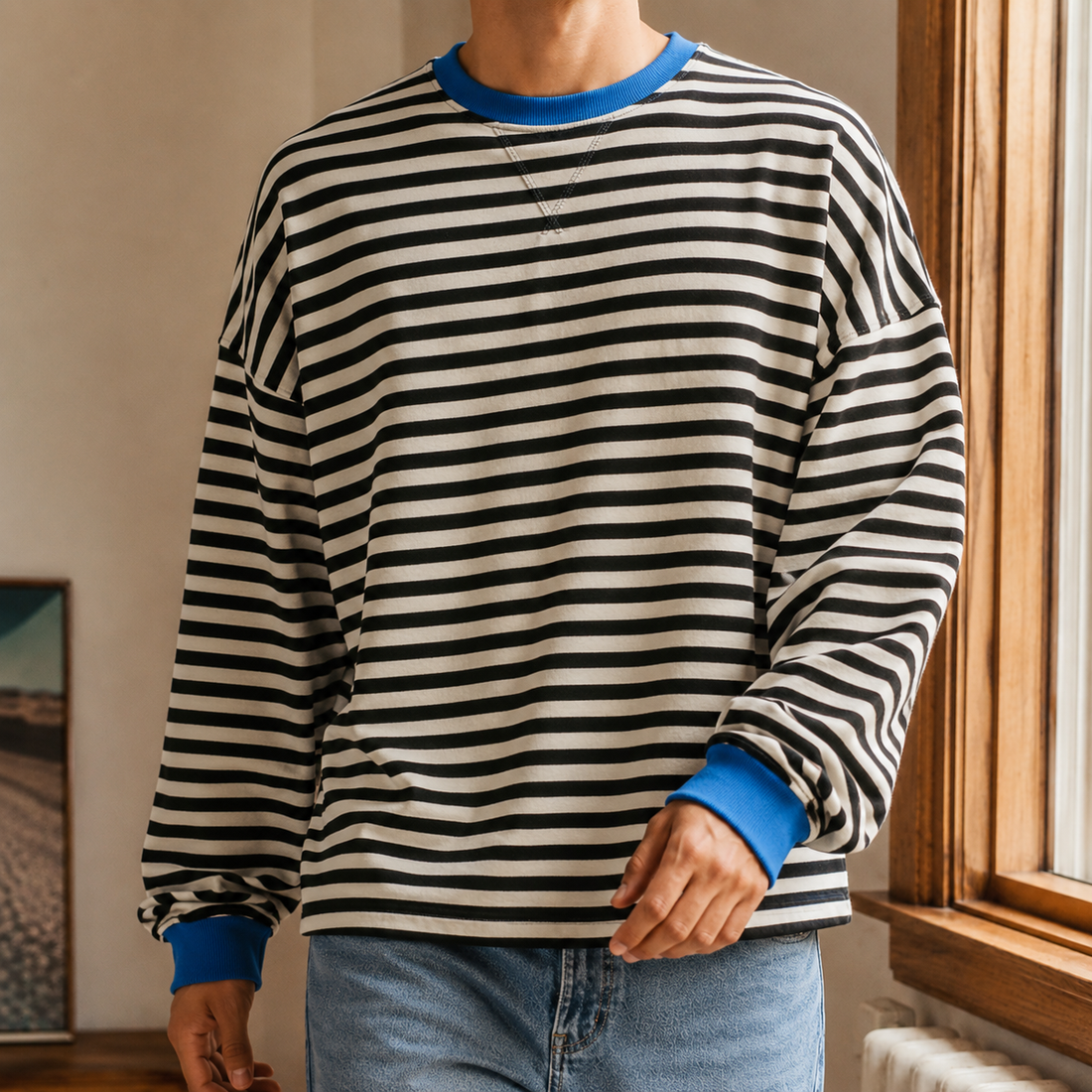 Florian-Wade Striped Sweater - Blue & Black
