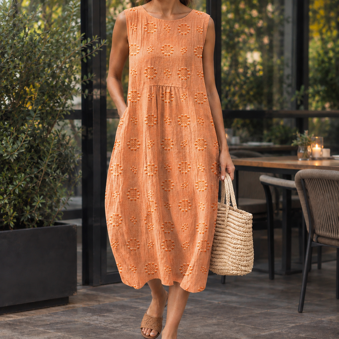 Georgina-Kate Cocoon Midi Dress - Orange