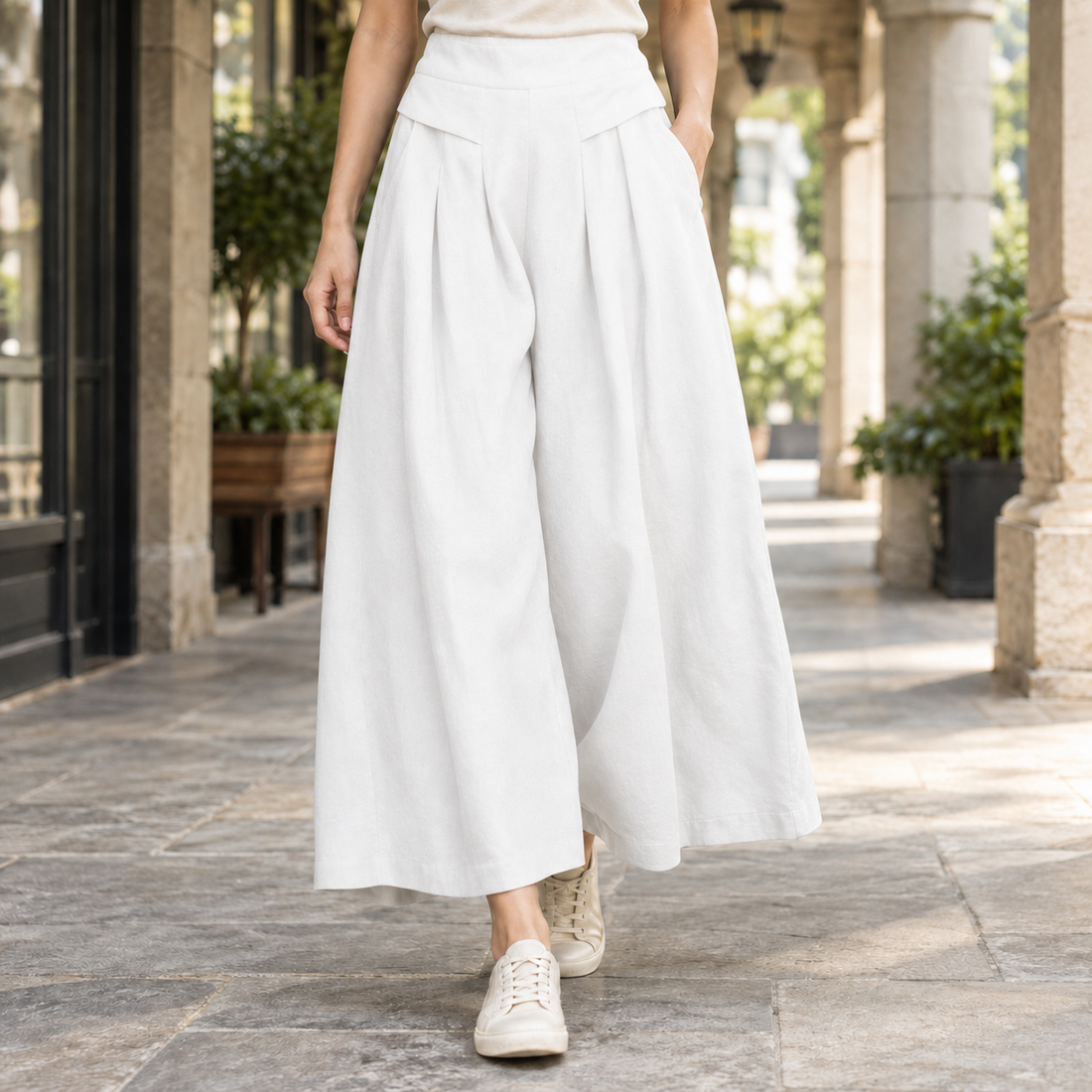 Melanie-Claire Wide-Leg Pants - White