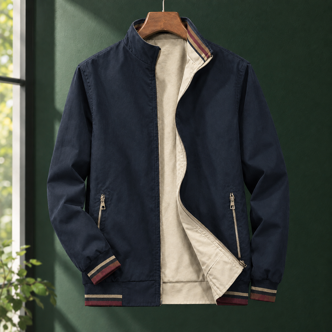Kasimir-Grant Harrington Jacket - Navy