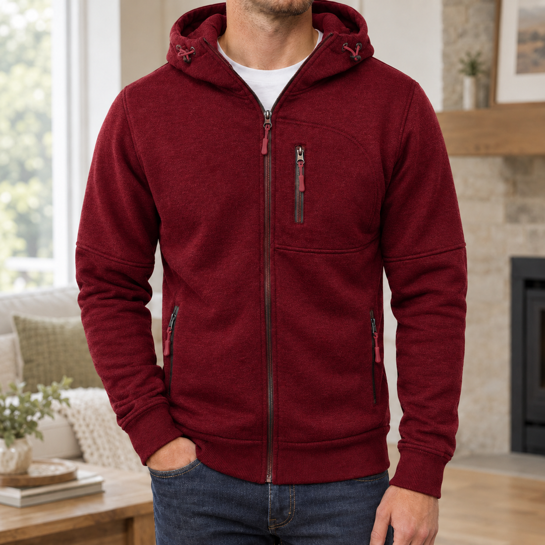 Nash-Ellis Zip Hoodie - Burgundy