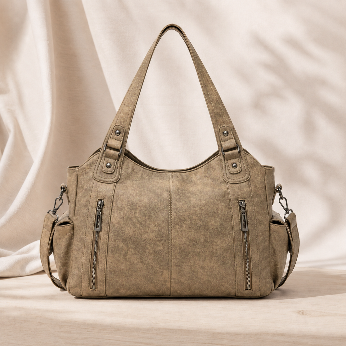 Biagini Multi-Pocket Shoulder Bag - Beige