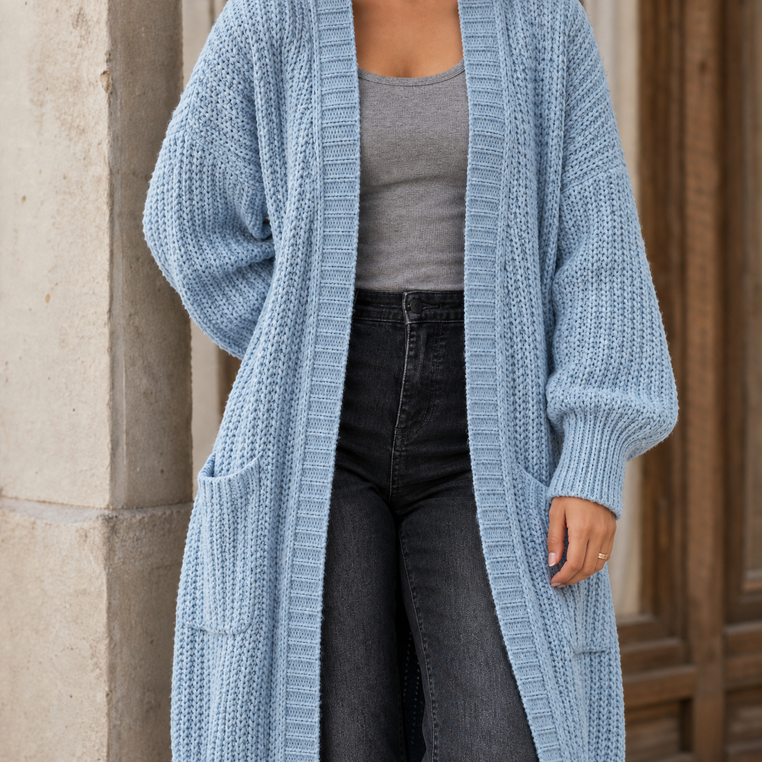 Alexandra-Faye Chunky Cardigan - Light Blue