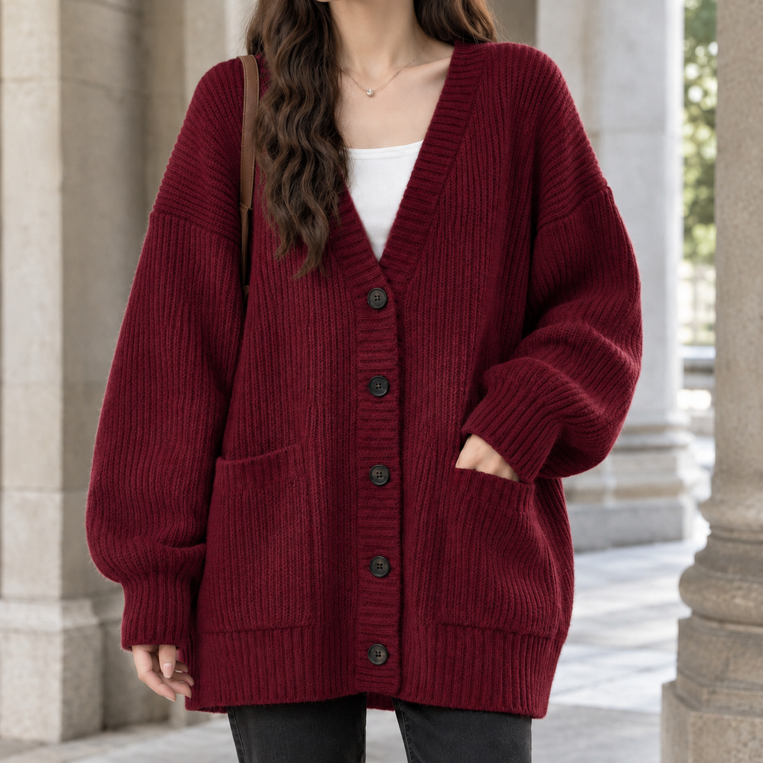 Ursuline Ribbed Jacket - Burgundy