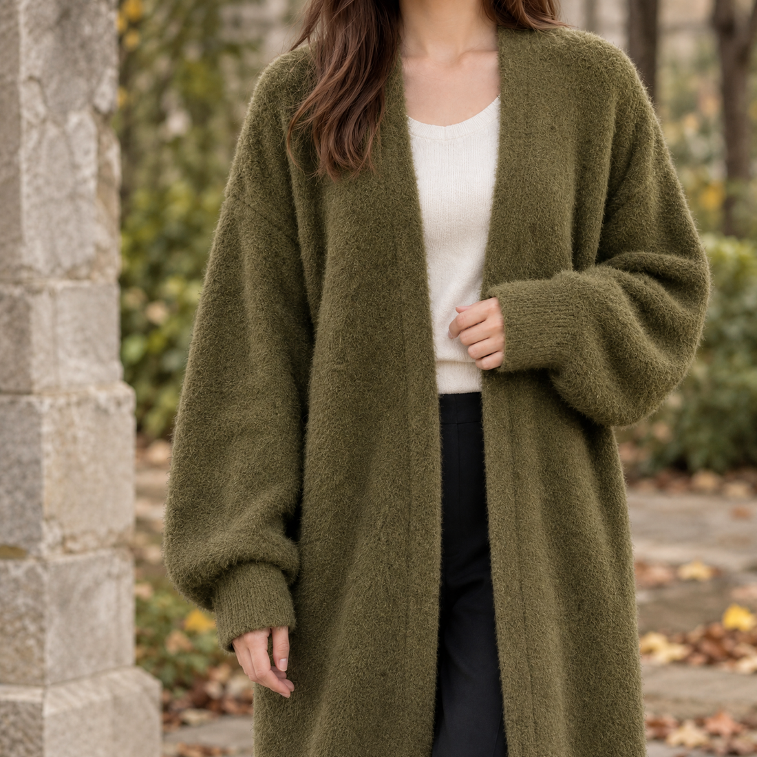 Etta-Jane Longline Cardigan - Green