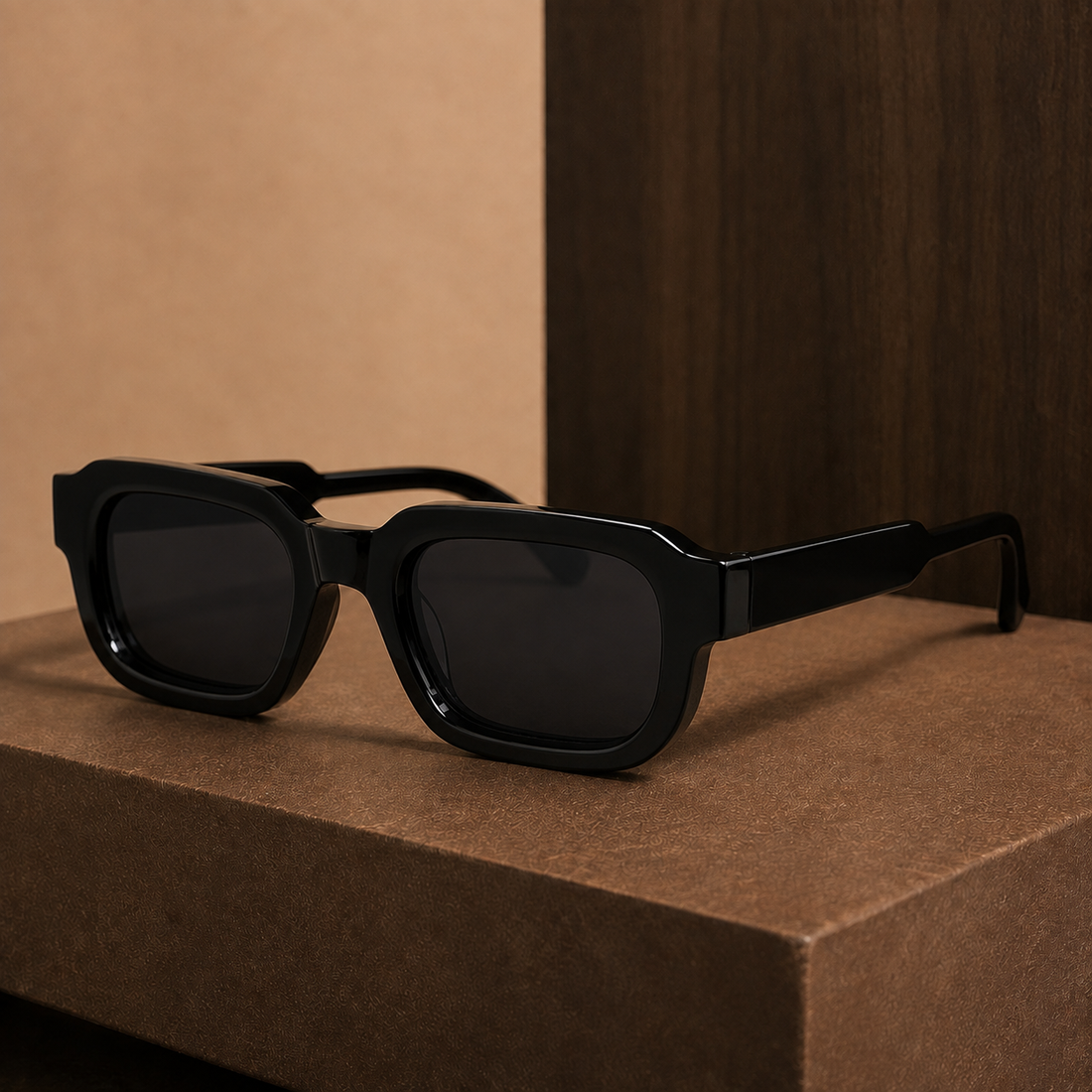 Simeon Sculpted Sunglasses - Jet Black