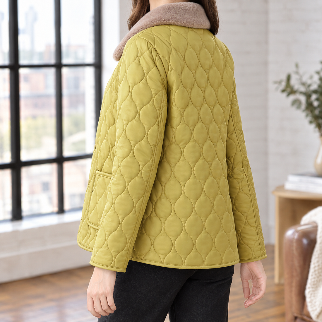 Ghislaine-Sage Quilted Jacket - Fragrant Yellow