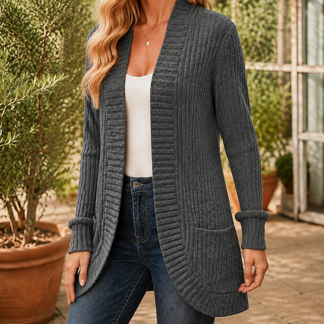 Grace-Kate Ribbed Sweater - Lead Color