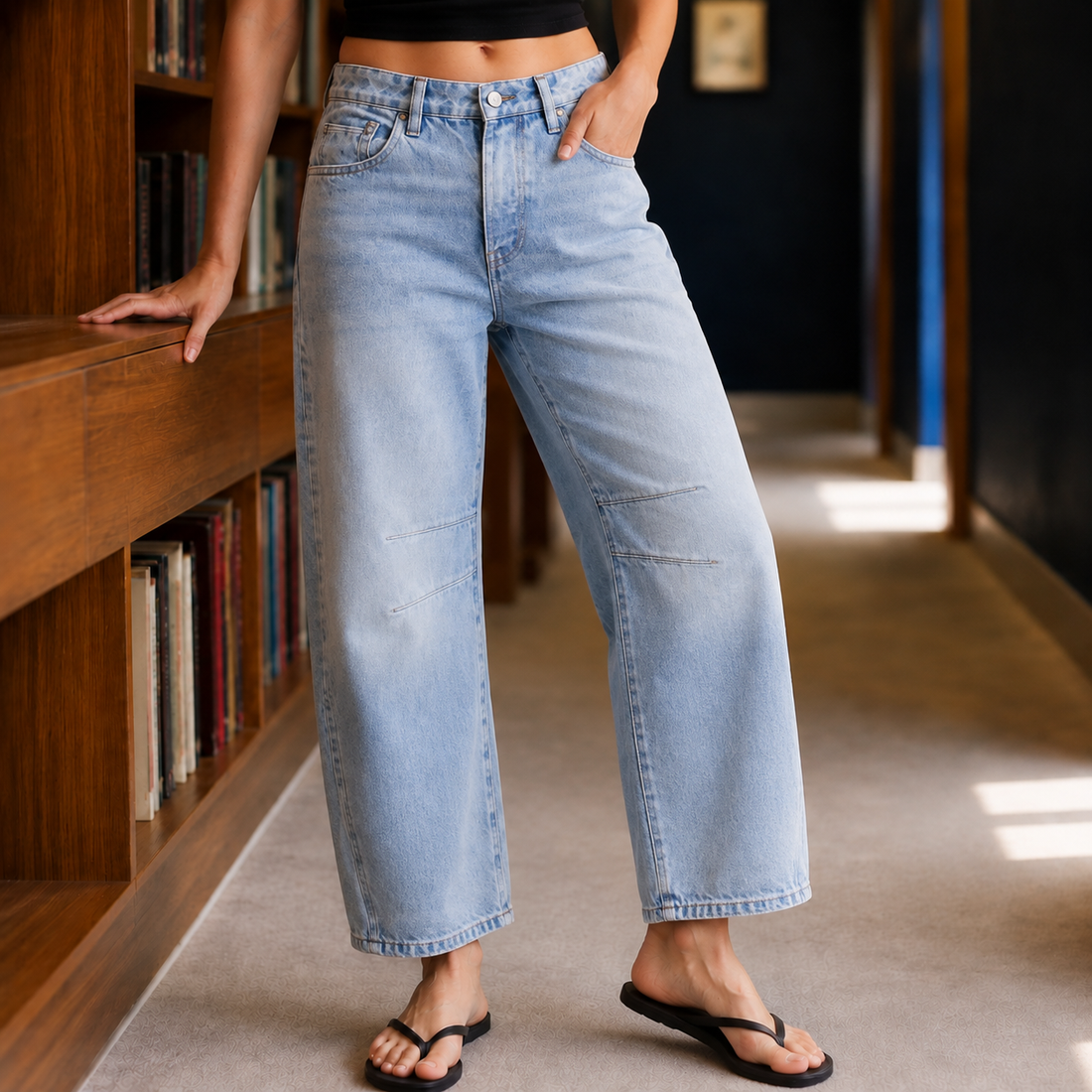 Evangeline-Rose Barrel Jeans - Sky