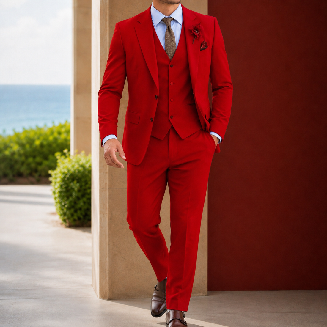 Percival Tailored Suit - Red