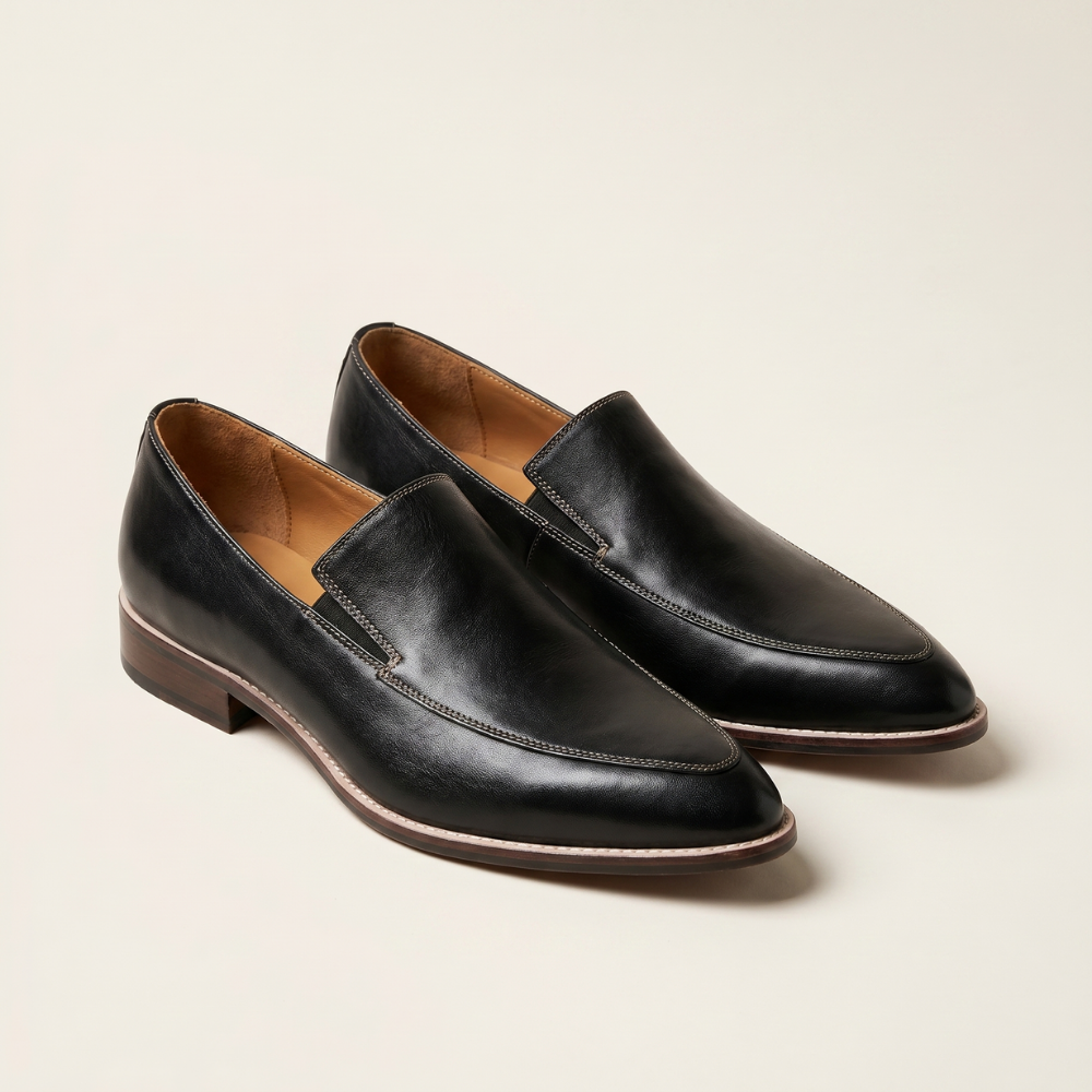 Odette Black Leather Loafers