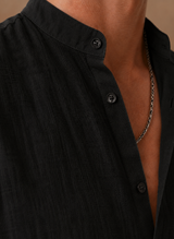 Hercules Grandad Collar Linen Shirt