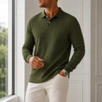 Ainsley Textured Long Sleeve Polo