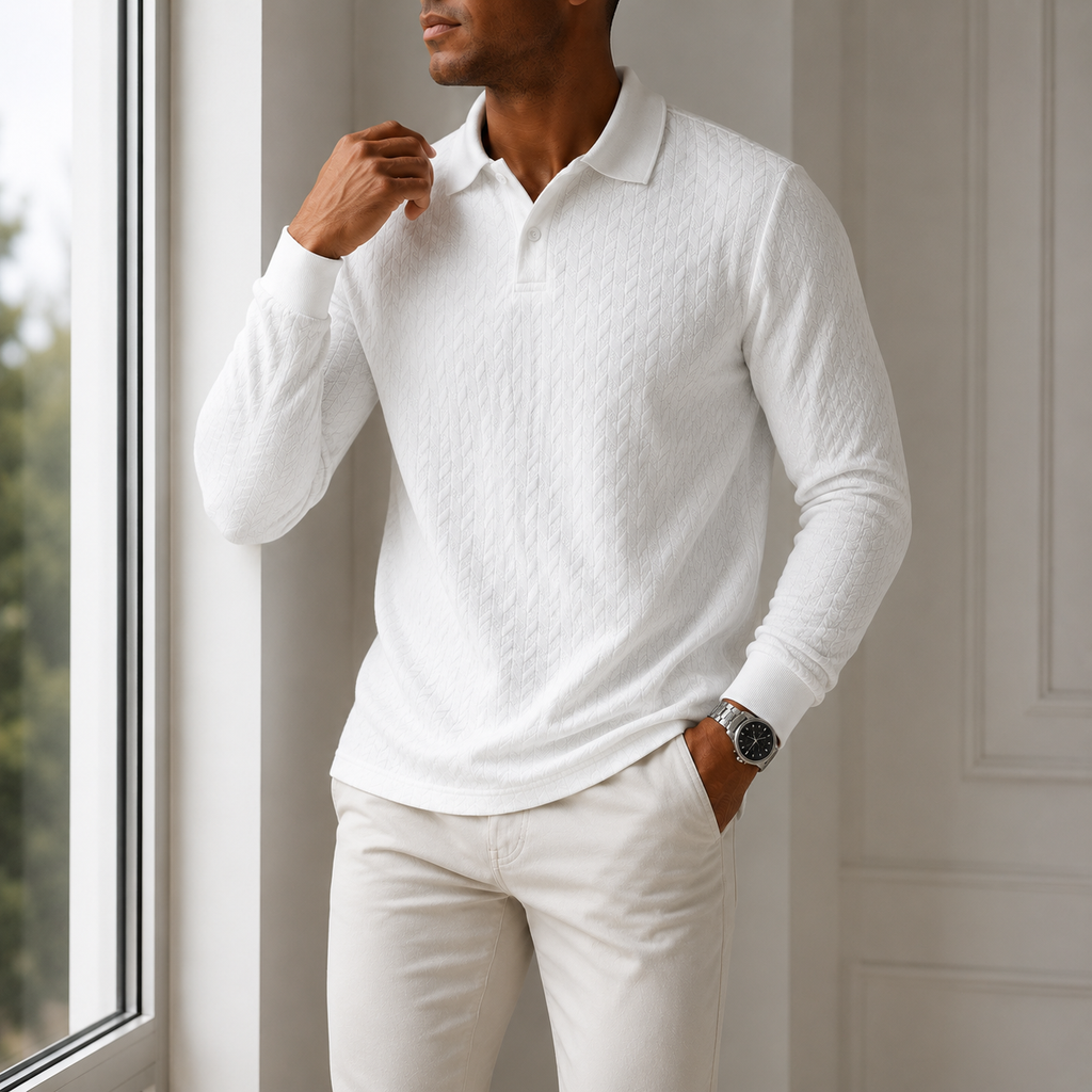 Ainsley Textured Long Sleeve Polo