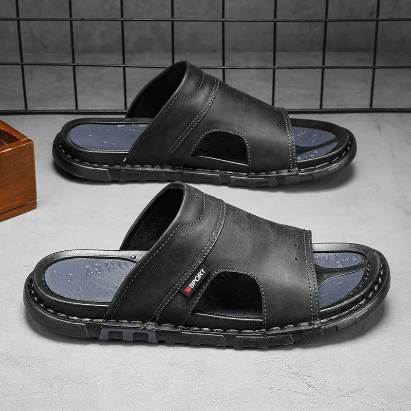 Porto Leather Slides