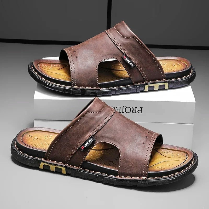 Porto Leather Slides