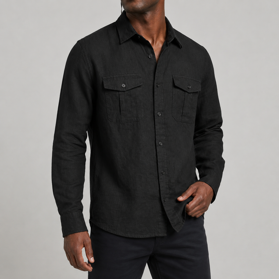 Harlow Cotton-Linen Utility Shirt