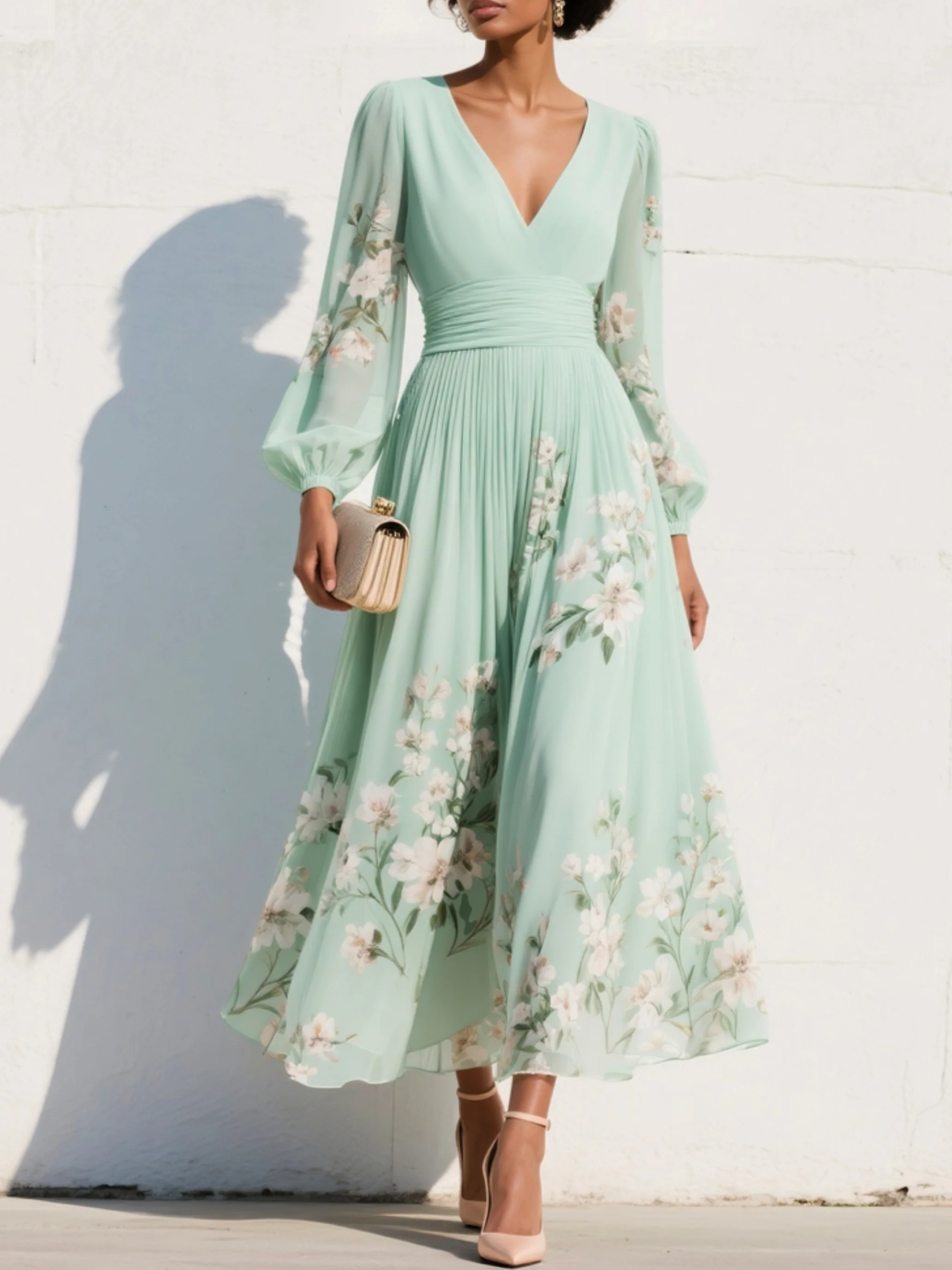 Adeline Chiffon Floral Midi Dress