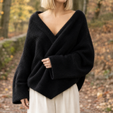 Alice-Marie Cashmere Crossover Sweater - Black