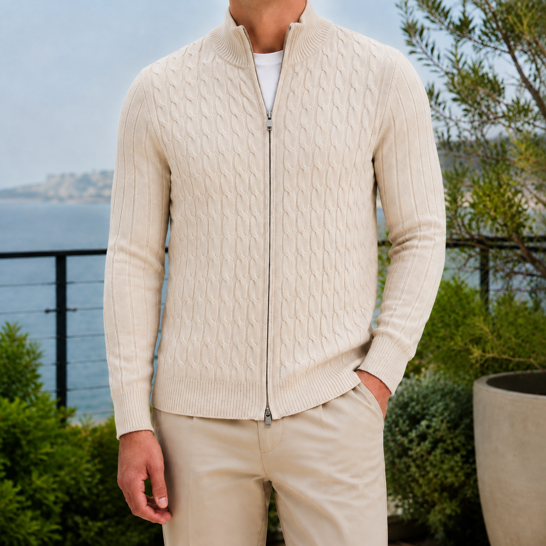 Torin Cable Knit Sweater - Rice Apricot