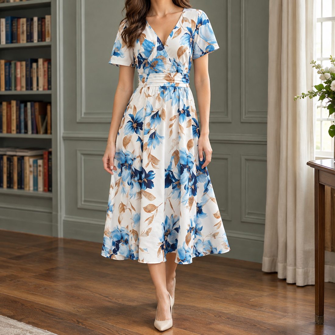 Josephine-June Floral Midi Dress - White