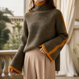 Romy-Pearl Turtleneck Sweater - Brown