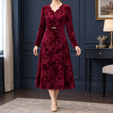 Odalys-Marie Floral Midi Dress - Wine Red