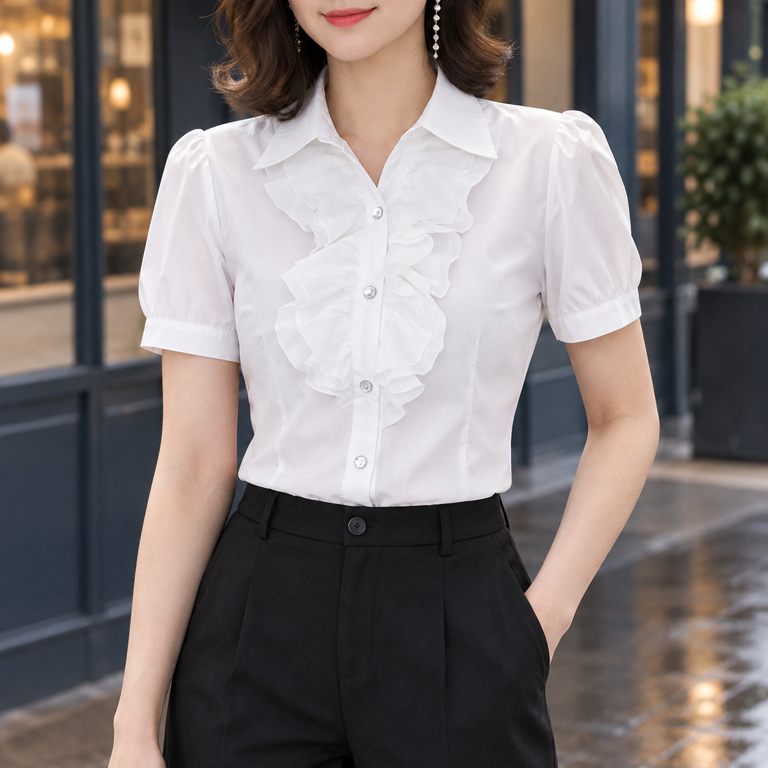 Xaviera-Jade Ruffle Blouse - White