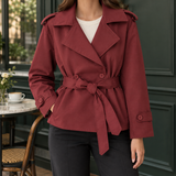 Geraldine-Faye Belted Trench Jacket - Red
