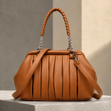 Manfredi Pleated Handle Bag - Saddle Brown