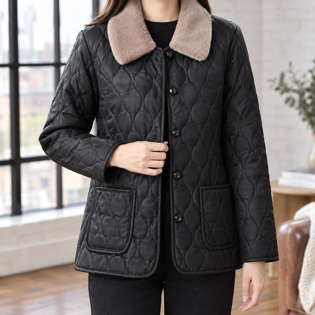 Ghislaine-Sage Quilted Jacket - Black