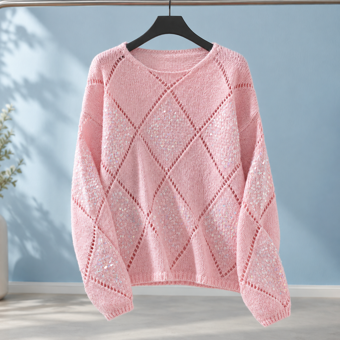 Madeline-Claire Sequin Knit Sweater - Pink