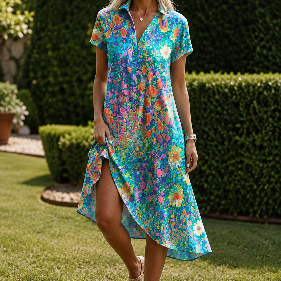 Aimee-Jane Flowy Summer Dress - Multicolore