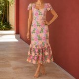 Fenella-Jade Embroidered Dress - Purple