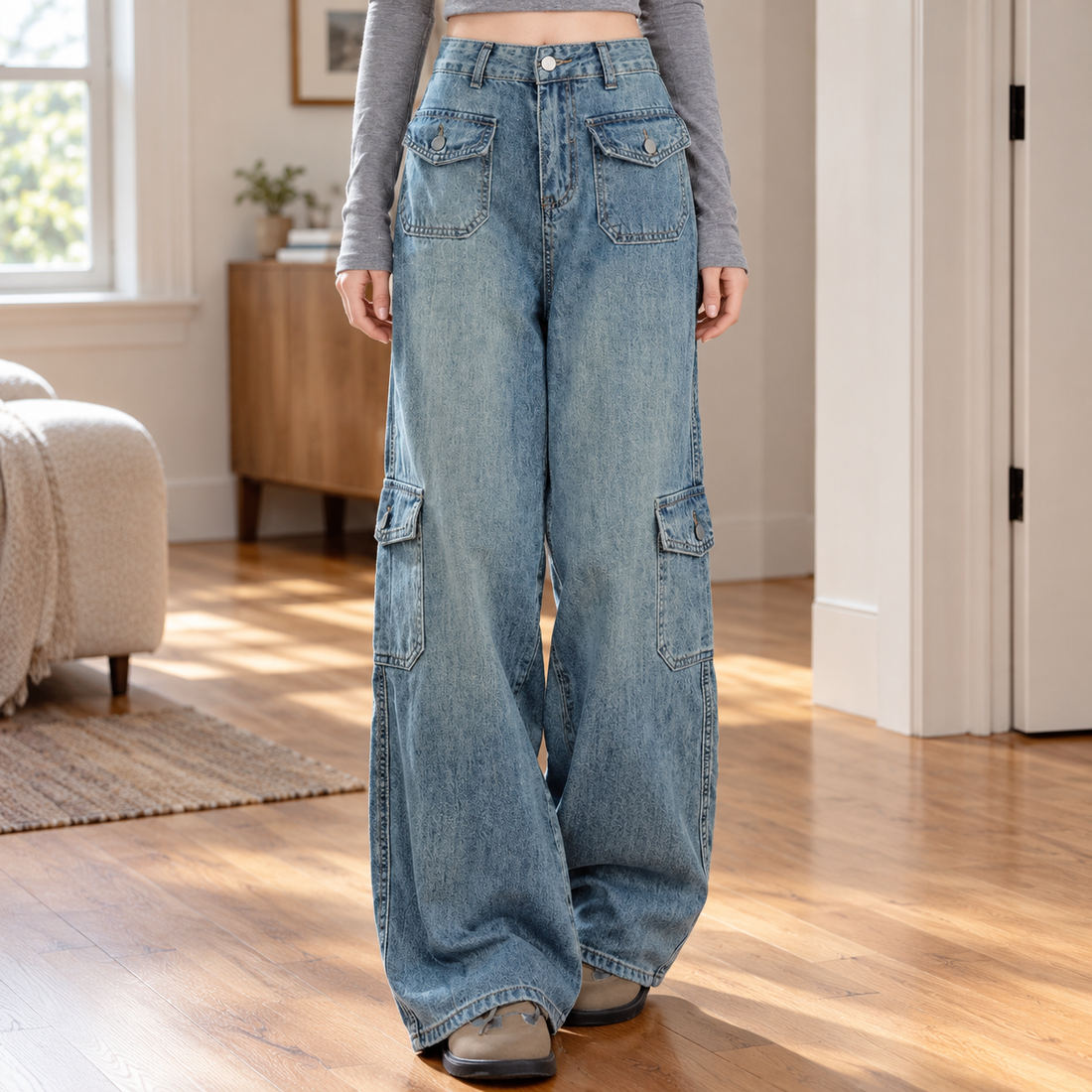 Isabelle-Eve Wide Leg Jeans - Light Blue