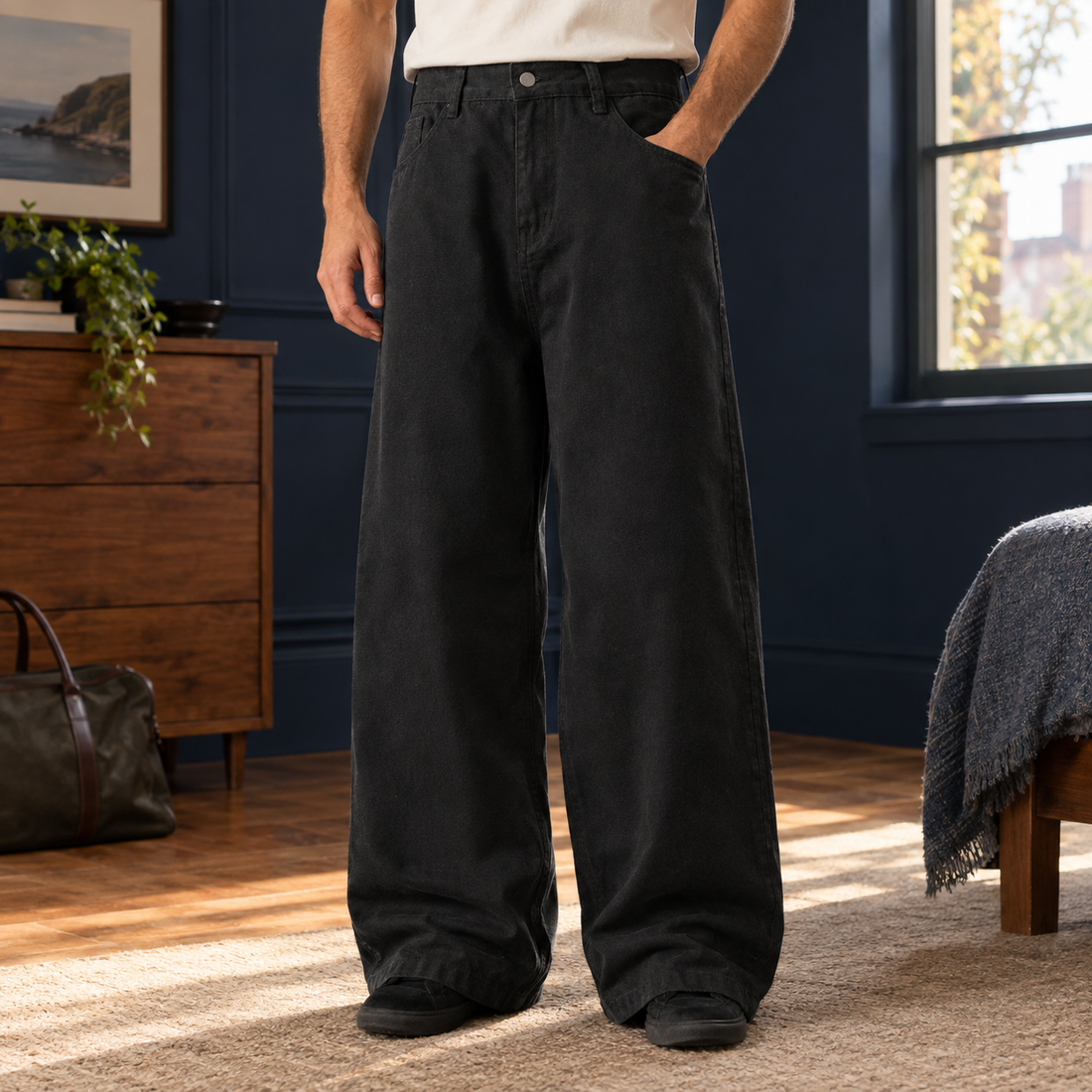Kasimir-Hayes Wide Leg Pants - Black
