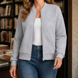 Leonie Geometric Bomber Jacket - Gray