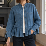 Ingrid-Mae Pleated Hem Overshirt - Blue