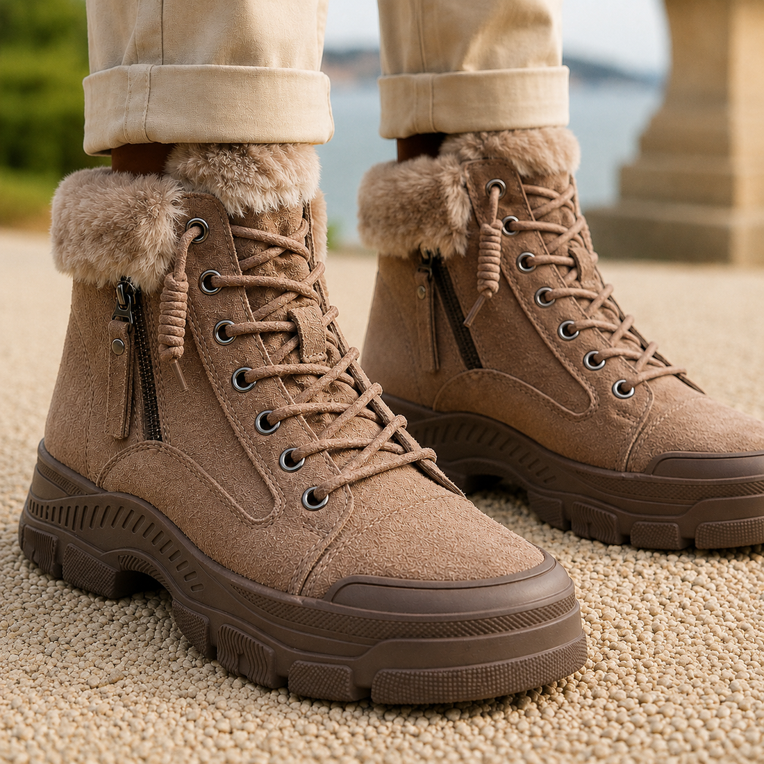 Vinci Cuffed Boots - Brown
