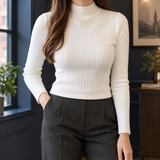 Maia-Sage Mock Neck Top - White
